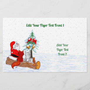 Flyer Santa Claus con Fox de Conejo y Squirrel