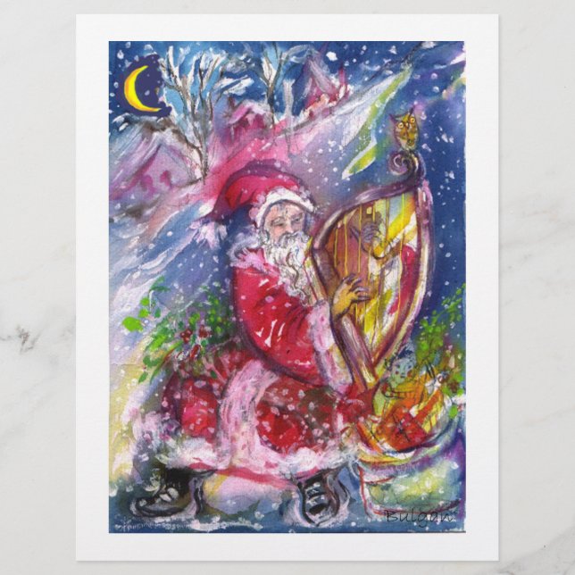 FLYER SANTA CLAUS JUGANDO HARP A LA LUZ DE LA LUNA (Frente)