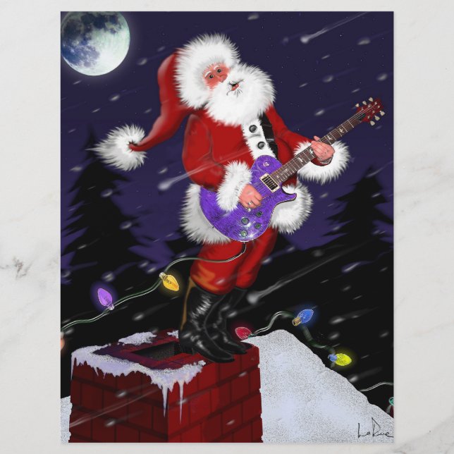 Flyer Santa Claus tocando guitarra eléctrica (Frente)