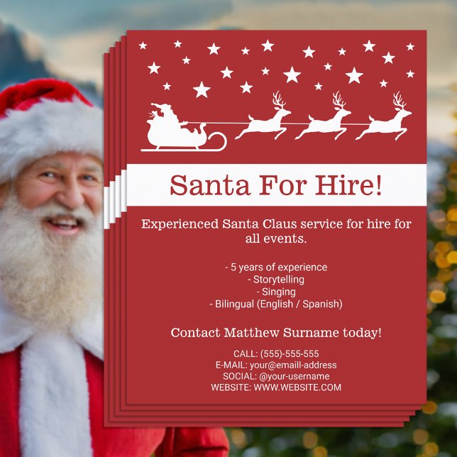 Flyer Santa Sleigh Rojo Y Blanco - Santa Por Alquiler (Subido por el creador)