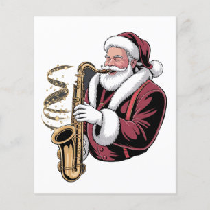 Flyer Santa tocando saxofón Músico de Navidad Saxofonist