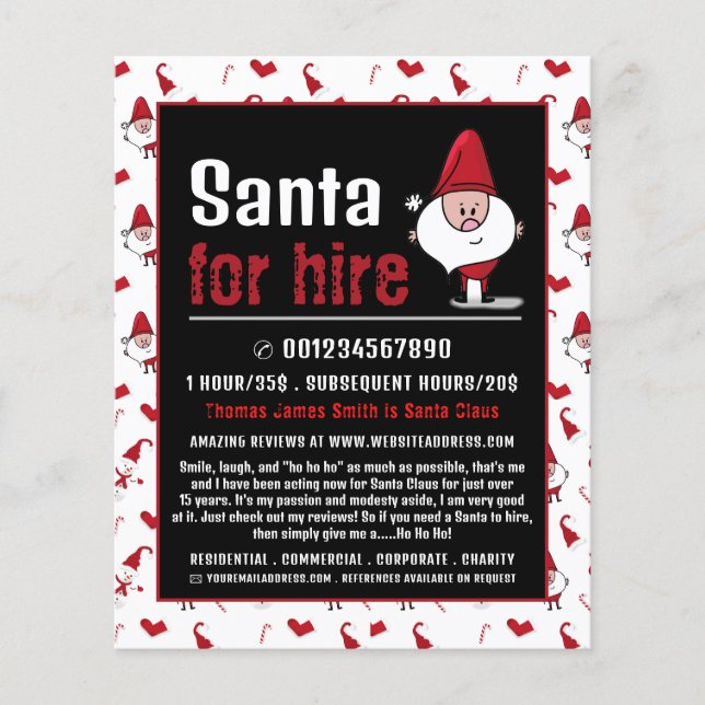 Flyer Santa y Snowman, anuncio de artista de Santa Claus (Frente)