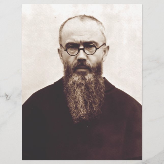 Flyer Santo Maximiliano Kolbe sacerdote católico polaco (Frente)