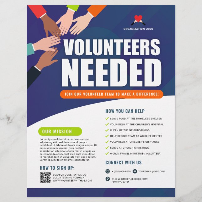 Flyer Se necesita ayuda de voluntarios para las manos pr (Frente)