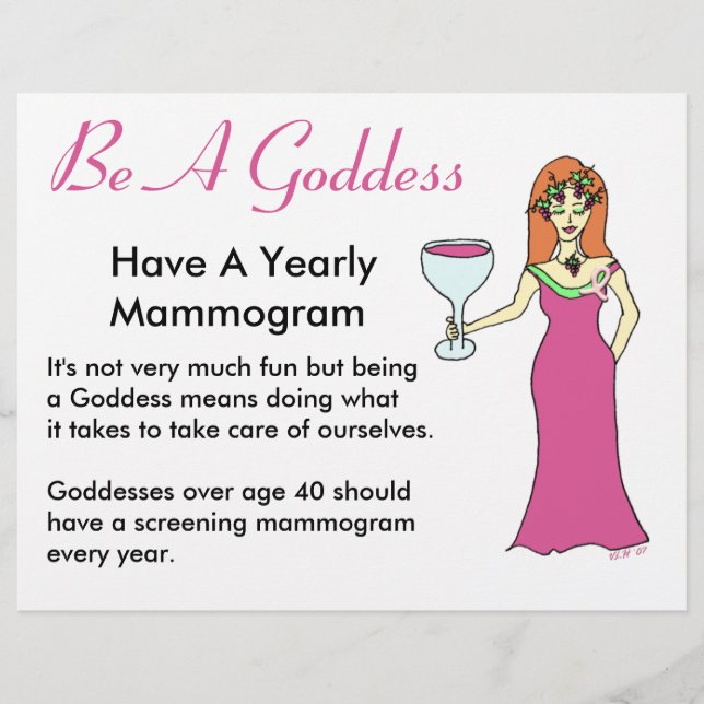 Flyer Sé Una Diosa, Ten Una Diosa De Vino Mammográfica B (Frente)
