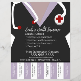 Flyer Seguro Médico Enfermera de Vida Desprender Negocio