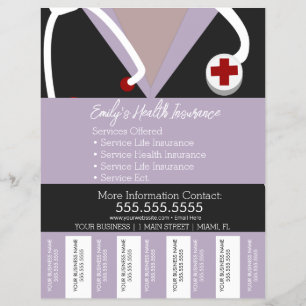 Flyer Seguro Médico Enfermera Desgarrar Negocio 