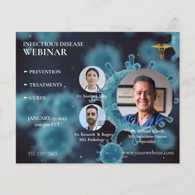 Flyer Seminario web sobre atención médica (Frente)