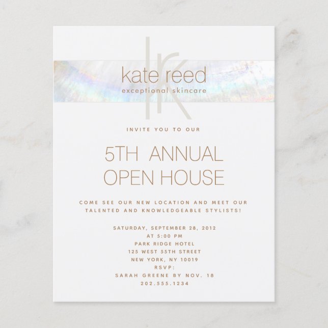 Flyer Sencilla monograma simple con franja blanca (Frente)