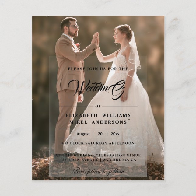 Flyer Sencillamente Elegante Boda moderno de foto delant (Frente)