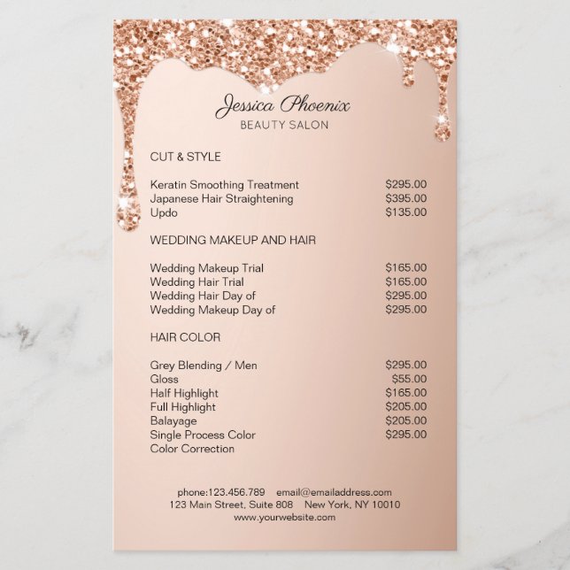 Flyer Sentido del Glamour moderno Rosegold Glitzer (Frente)