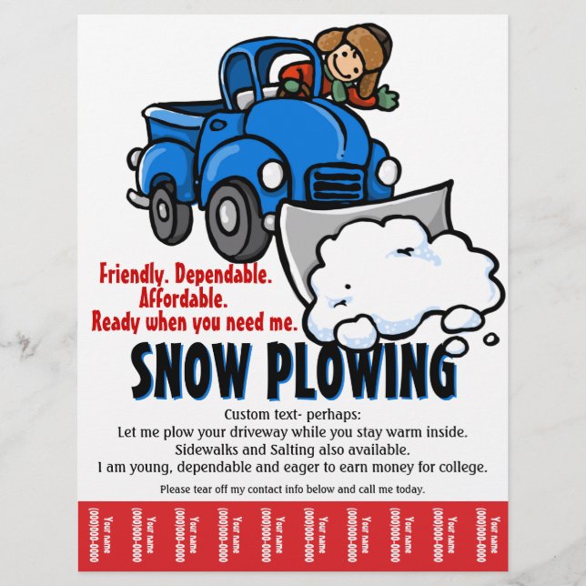 Flyer Servicio de arrastre de nieve. Negocio de eliminac (Frente)