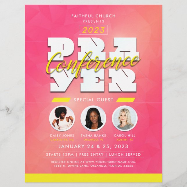 Flyer Servicio de conferencias de la Iglesia de Mujeres (Frente)