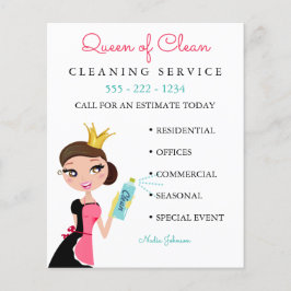 Flyer Servicio de criada de limpieza personaje morena co