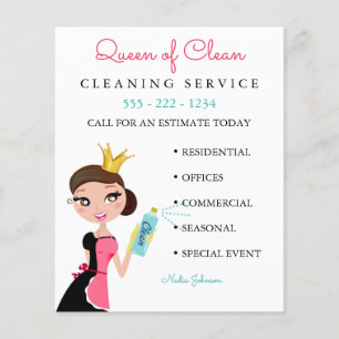 Flyer Servicio de criada de limpieza personaje morena co
