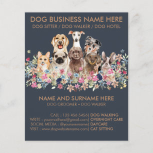 Flyer Servicio de cuidado de perros Navy y Brown Pet gro