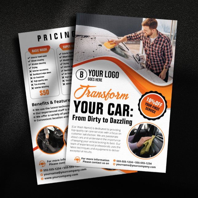 Flyer Servicio de Detallado Automotriz de Lavado y Encer (Subido por el creador)