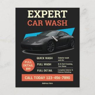 Flyer Servicio de Detallado Automotriz Naranja Negro Mod
