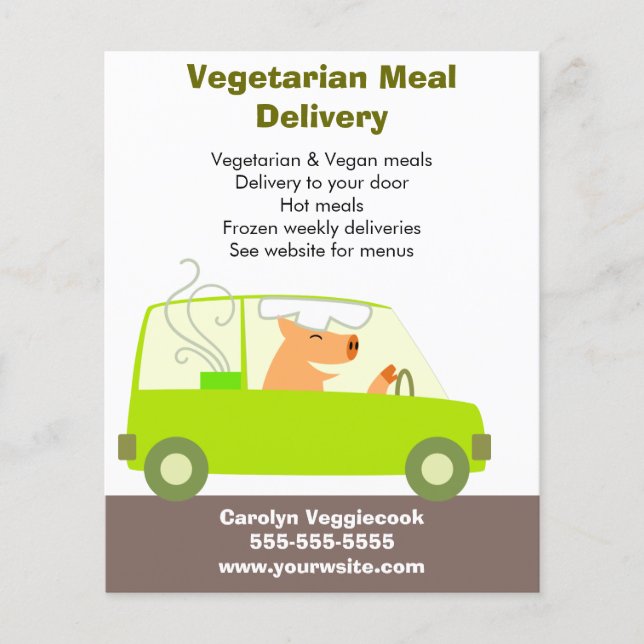 Flyer Servicio de entrega de comidas vegetarianas (Frente)