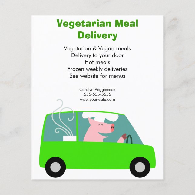 Flyer Servicio de entrega de comidas vegetarianas (Frente)