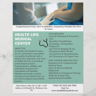 Flyer Servicio de Hospital Médico Personalizado 