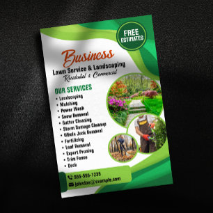 Flyer Servicio de jardín y paisajismo verde y Naranja