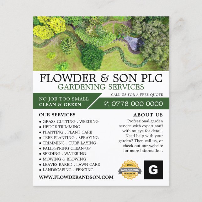 Flyer Servicio de jardinería, Horticulturista (Frente)