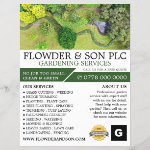 Flyer Servicio de jardinería paisajística, horticultor