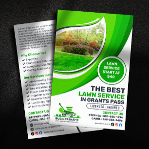Flyer Servicio de jardinería y paisajismo Green Lawn Car