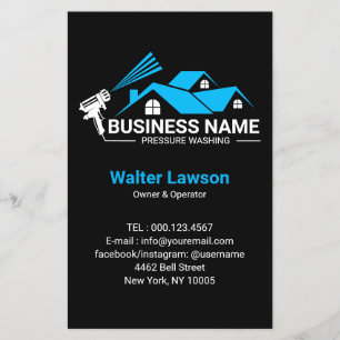 Flyer Servicio de lavado a presión de casas azul negro