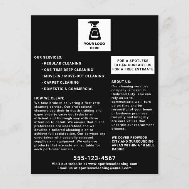 Flyer Servicio de limpieza Añadir el logotipo negro (Frente)