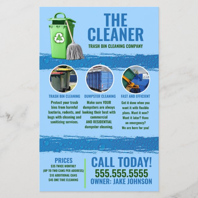 Flyer Servicio De Limpieza De Basura (Frente)