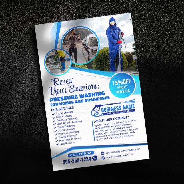 Flyer Servicio de limpieza de casas con lavado a presión (Subido por el creador)