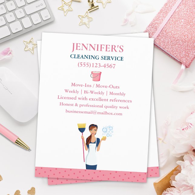 Flyer Servicio de limpieza de casas de doncella Polka (Subido por el creador)