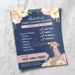 Flyer Servicio de limpieza de casas de la Marina Floral<br><div class="desc">Servicio De Limpieza De Casas Modernas Servicio Elegante Volantes Florales.</div>