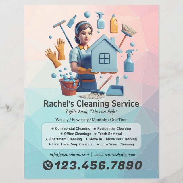 Flyer Servicio de limpieza de casas modernas ama de llav (Frente)