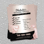Flyer Servicio de limpieza de casas - Oro moderno Rosa<br><div class="desc">Servicio De Limpieza Doméstica Rosa Moderno Volantes Dorados.</div>