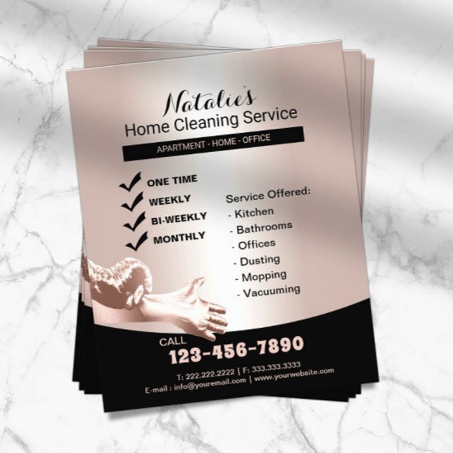 Flyer Servicio de limpieza de casas Rosa de oro (Subido por el creador)