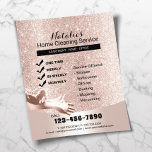 Flyer Servicio de limpieza de casas Rosa de Rubor Purpur<br><div class="desc">Servicio de limpieza de casas Volantes modernos Rosas de Rubor Purpurinas de oro.</div>