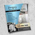 Flyer Servicio de limpieza de doncella de la casa azul l<br><div class="desc">Folletos de servicio de limpieza de casas profesionales.</div>