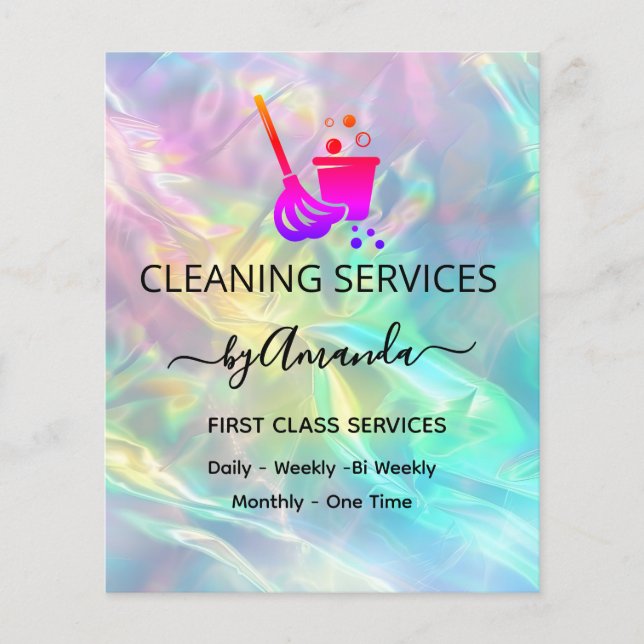 Flyer Servicio de limpieza de oficinas Holográficas (Frente)