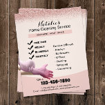 Flyer Servicio de limpieza del hogar Purpurina de oro ro<br><div class="desc">Servicio de limpieza en el hogar Volantes Purpurinas Rosa Rosa Rosada Gold.</div>