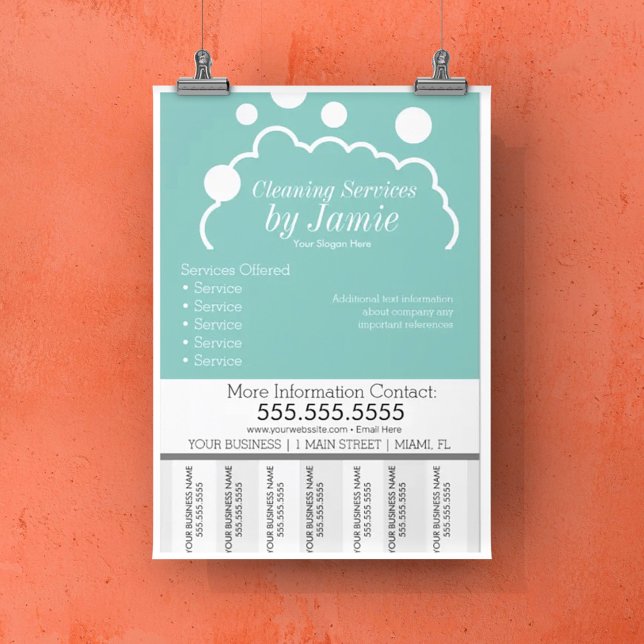 Flyer Servicio de limpieza empresarial Suds Tear Off Str (Subido por el creador)