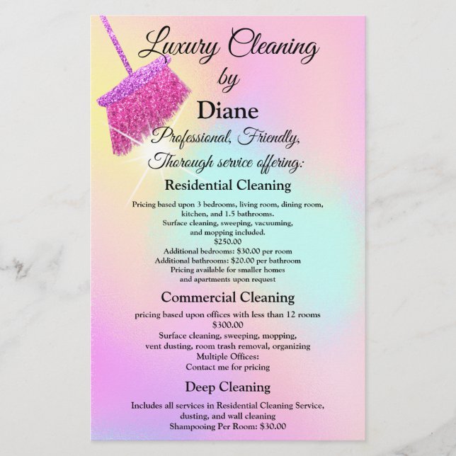 Flyer Servicio de limpieza Oficina de la Casa de Servici (Frente)