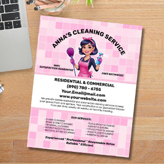 Flyer Servicio de limpieza profesional de doncella rosa