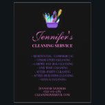 Flyer Servicio de limpieza Suministros de Compras<br><div class="desc">Presentamos el folleto de negocios del Servicio de limpieza Suministros! Este volante cuenta con un bonito diseño de cubo morado personalizado que seguro atraerá la atención de cualquier cliente potencial. Es brillante, atrevido y colorido y la forma perfecta de anunciar sus servicios de limpieza. Este folleto también puede ser personalizado...</div>