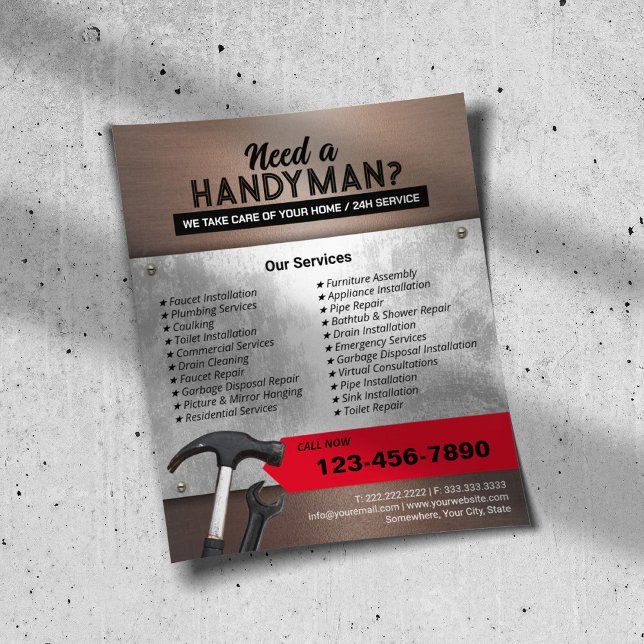 Flyer Servicio de mantenimiento profesional de Handyman  (Subido por el creador)