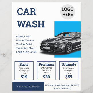 Flyer Servicio de Marketing Profesional de Lavado de Aut