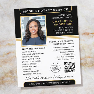 Flyer Servicio de Notaría Móvil Elegante Foto Negro Dora