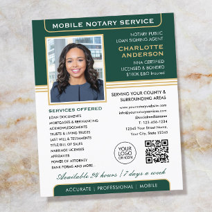 Flyer Servicio de Notaría Móvil Elegante Foto Verde Dora